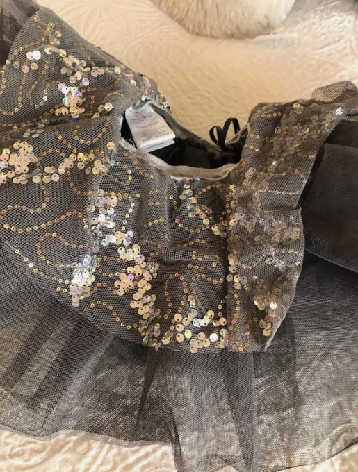 Pre-Owned Costume Medium Child Gray Revolution RC18644 Jazz Lyrical Ballet Tutu Long Sleeve Sequin