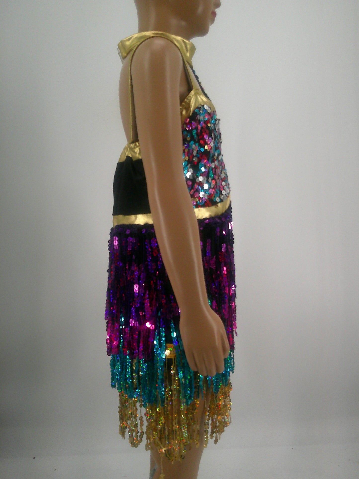 Pre-Owned Costume Glamour   XL Child Purple Fringe Jazz  Sequins