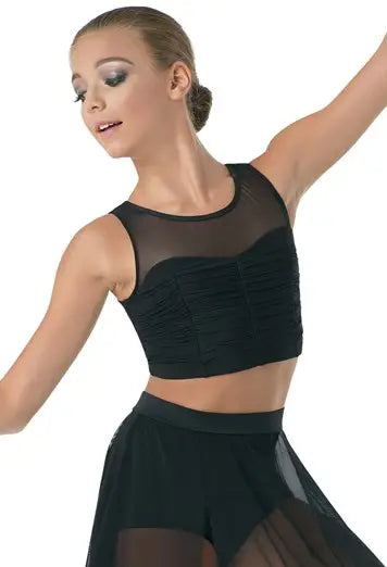 Pre-Owned Crop Top Balera AH7848 Medium Adult BLACK Jazz Lyrical