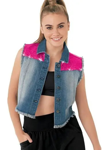 Pre-Owned Costume Vest Urban Groove AH8367 Pink Sequin Denim Medium Adult Clogging Tap (Copy)