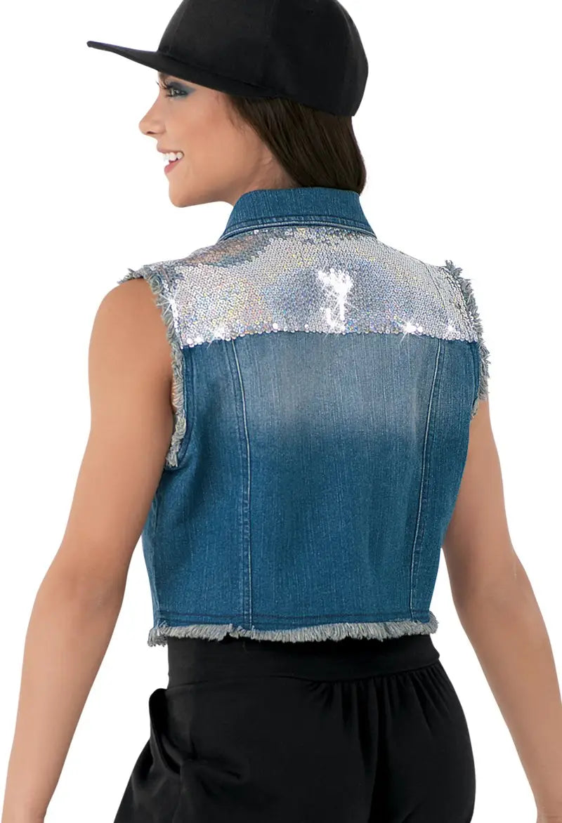 Pre-Owned Costume Vest Urban Groove AH8367 Pink Sequin Denim Medium Adult Clogging Tap (Copy)