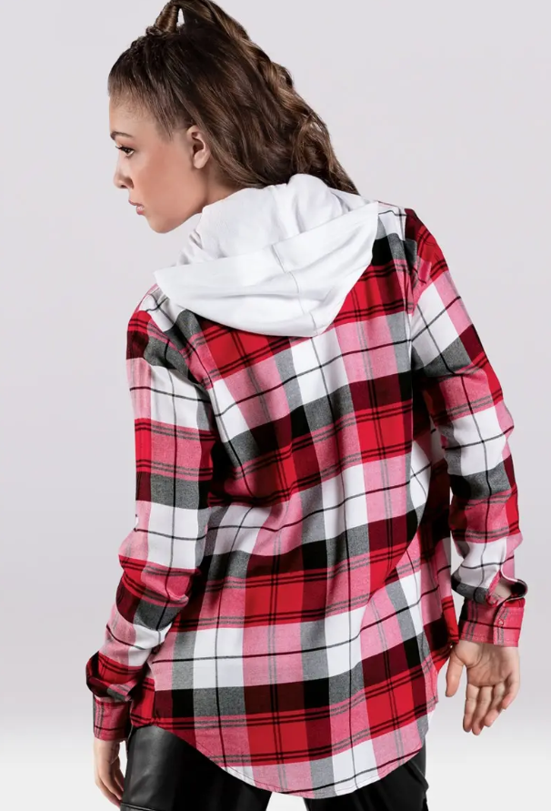 Pre-Owned Plaid Button Up Weissman  AH12833 XS Adult Red  Jazz Hip Hop