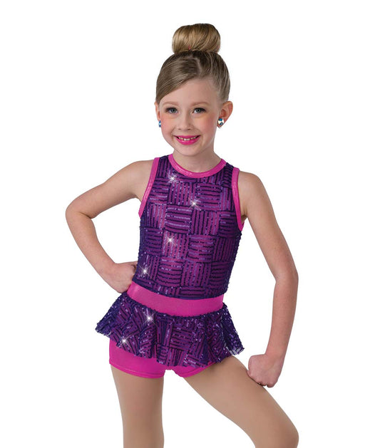 Pre-Owned Costume AWCT 24217 Small Child Purple Unitard Jazz Sequin