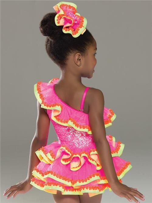 Pre-Owned Costume Small Child Neon Revolution RC17120 Jazz Tap Latin Musical Theater Neon Ruffles