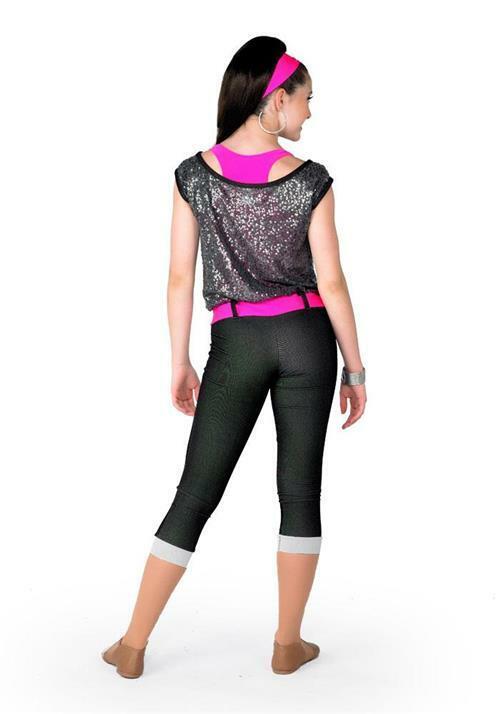 Pre-Owned Costume Wish Come True  13167 Intermediate Child Hot Pink Jumpsuit Jazz Sequin