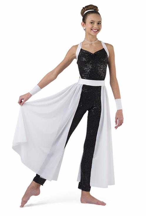 Pre-Owned Costume Costume Gallery  17515 Medium Child Black  Jumpsuit Lyrical Sequin