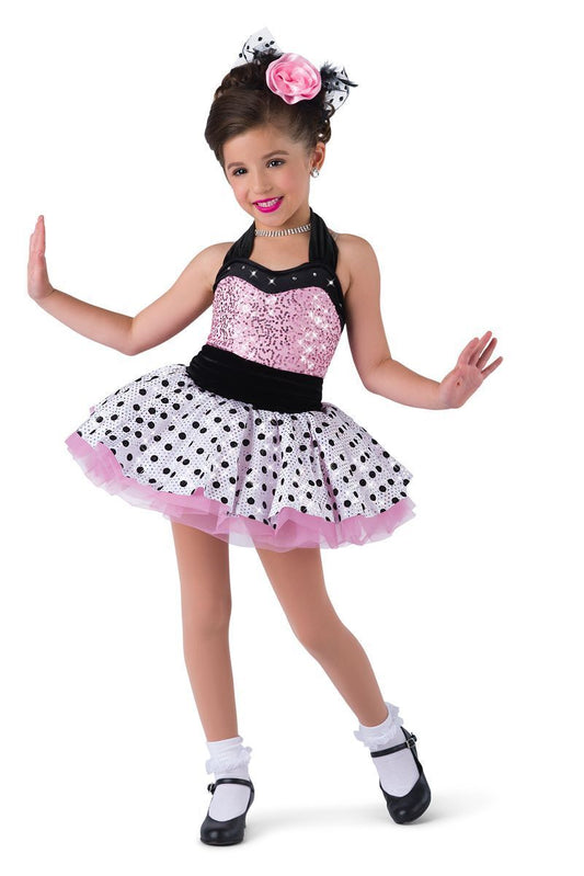 Pre-Owned Costume Costume Gallery  19609 Intermediate Child Pink  Jazz Pageant Tap Sequins