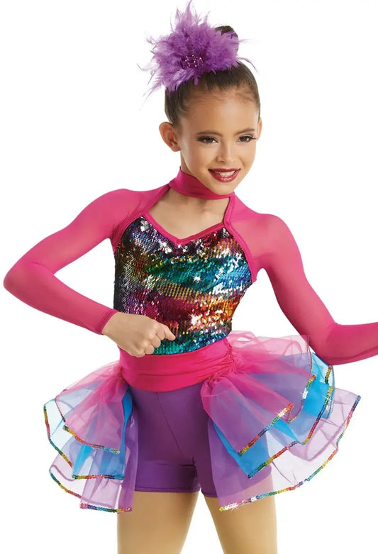 Pre-Owned Costume Weissman  11351 Small Child Pink Skirt Jazz Tap Sequins 1
