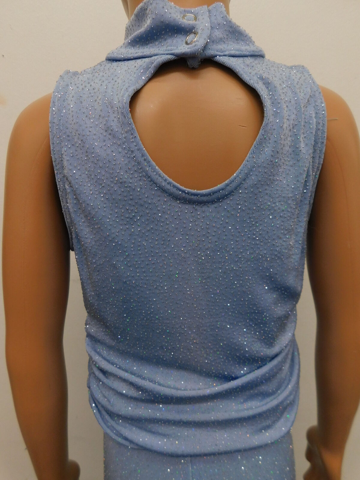 Pre-Owned Retro Costume Kelle   Medium Child Blue Pant Suit Jazz Disco Glitter