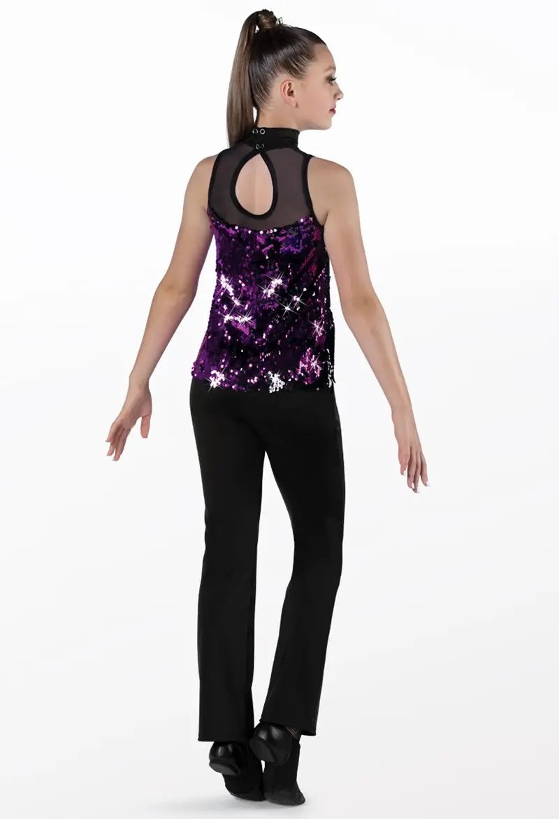 Pre-Owned Costume Weissman  13559 Intermediate Child Purple Jumpsuit Jazz Sequin