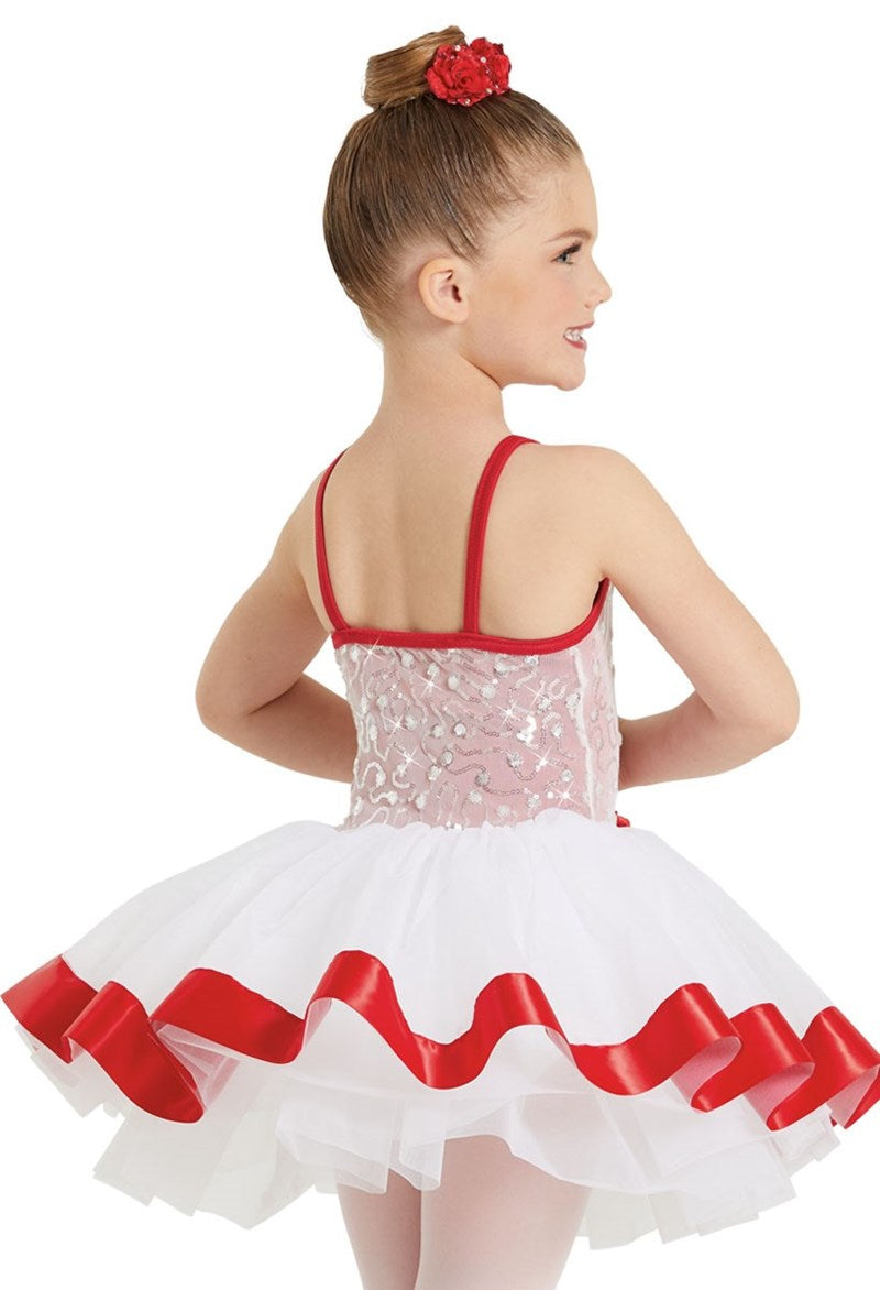 Pre-Owned Costume Weissman  12241 XL Child Red Satin Trim Tutu Ballet Sequins
