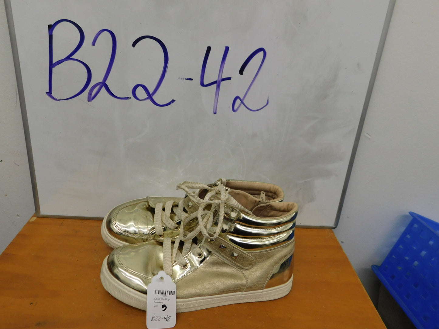 Pre-Owned Hip Hop Shoes PLACE Big Kid 5M Sneakers Pleather High Top