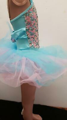 Pre-Owned Costume Gallery  17223 Small Child Aqua Blue 2pc Tutu & Leotard Ballet Tap Sequins