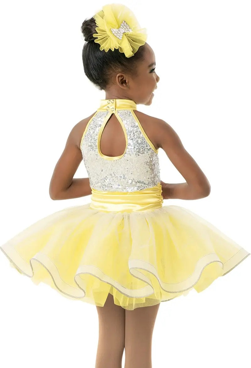 Pre-Owned Costume Weissman  10235 XS Child Yellow Dress Jazz Tap Sequins