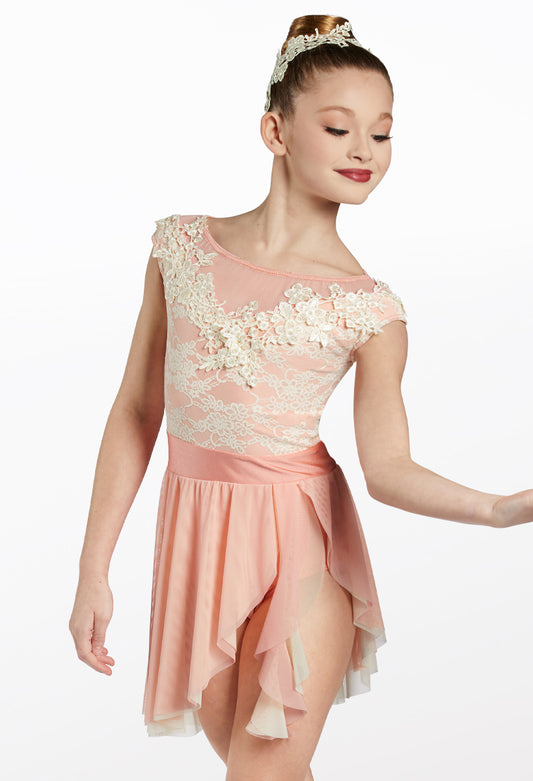 Pre-Owned Costume Weissman  12505 XL Child Peach Dress Lyrical Sequin on the Appliques