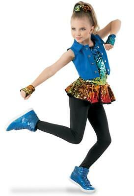 Pre-Owned Costume  Weissman  10576 Intermediate Child Royal Blue Unitard Hip Hop Sequin
