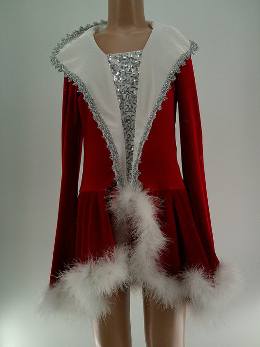 Pre-Owned Costume Dansco  85186 Large Child Red Fur Jazz Sequin Holiday