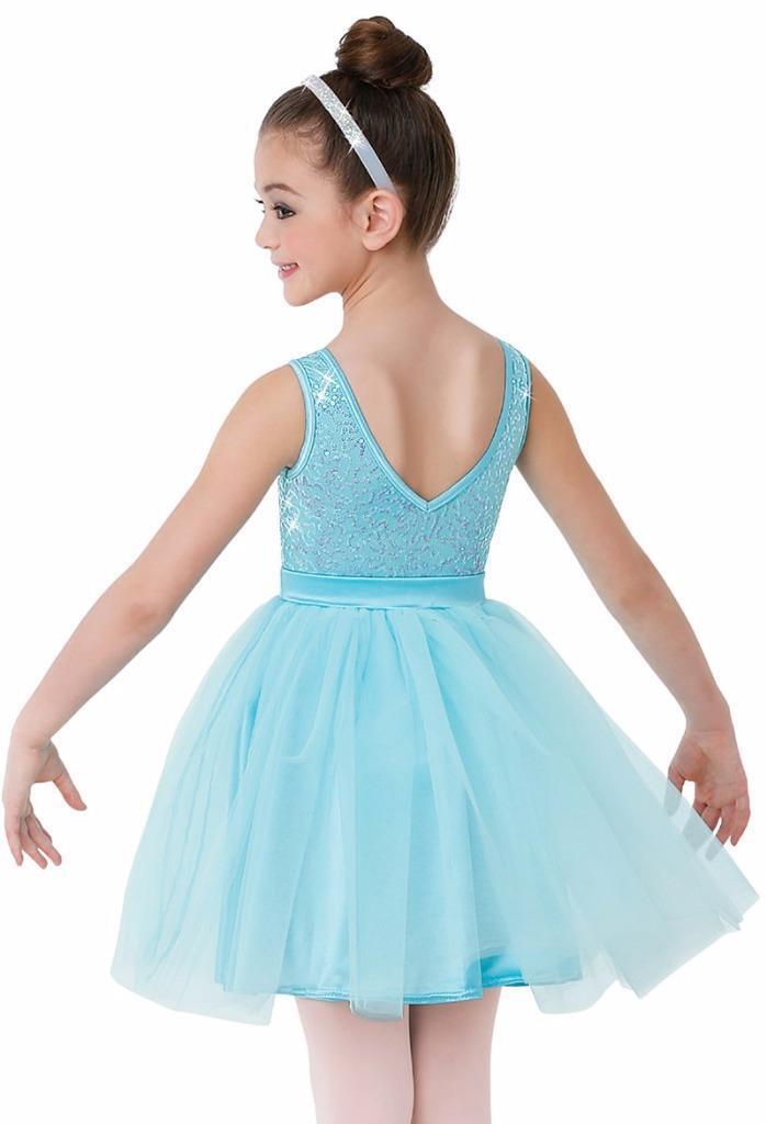 Pre-Owned Costume Weissman  8692 Large Child Aqua Blue Tutu Dress Ballet Pageant Sequins