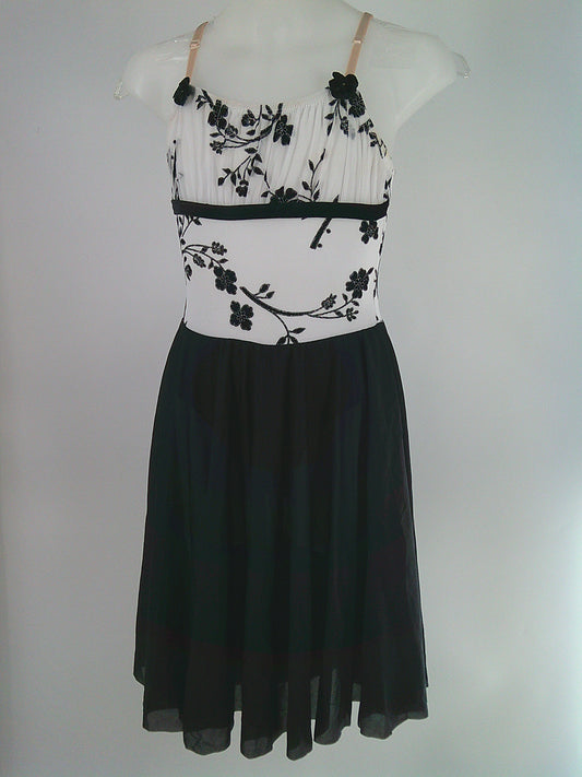 Pre-Owned Costume Dansco   Medium Child Black Floral Design Ballet  Glitter
