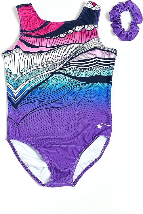 New NEW Leotard Destira Zen Doodle Large Adult  Purple Blue  Tumbling Acro