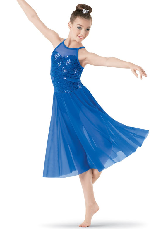 Pre-Owned Costume Weissman 9876 Medium Adult Blue Dress Lyrical Sequin
