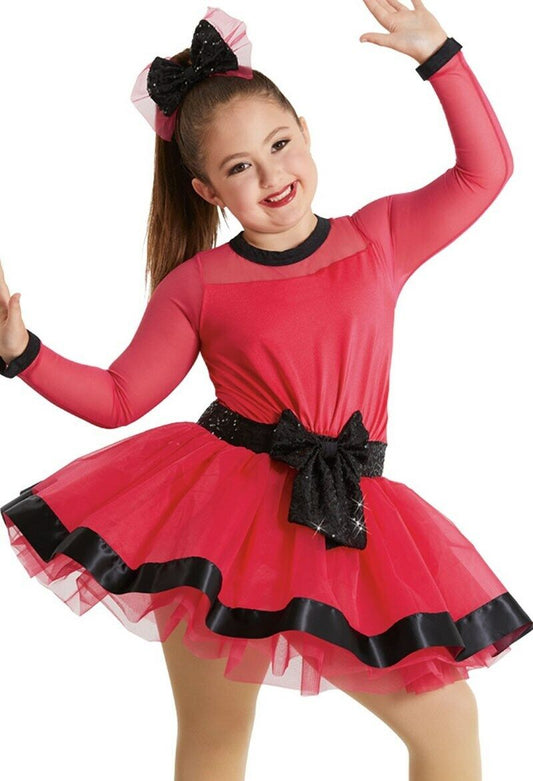 Pre-Owned Costume Weissman  11564 Large Child Red Pink Tutu Dress Jazz Musical