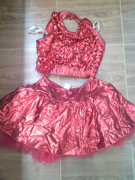 Pre-Owned Costume AWCT  V2221 Medium Adult Red Tulle Skirt Jazz Musical Sequin