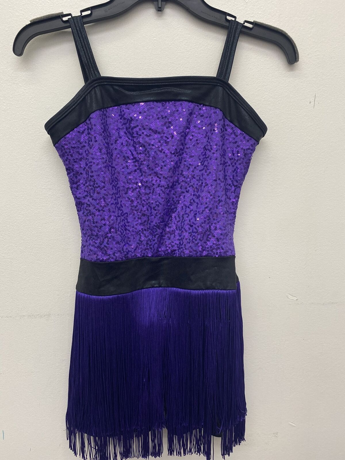 Pre-Owned Costume Large Adult Purple Curtain Call E2130 Jazz Tap Musical Theater Latin Fringe Biketard Sequin