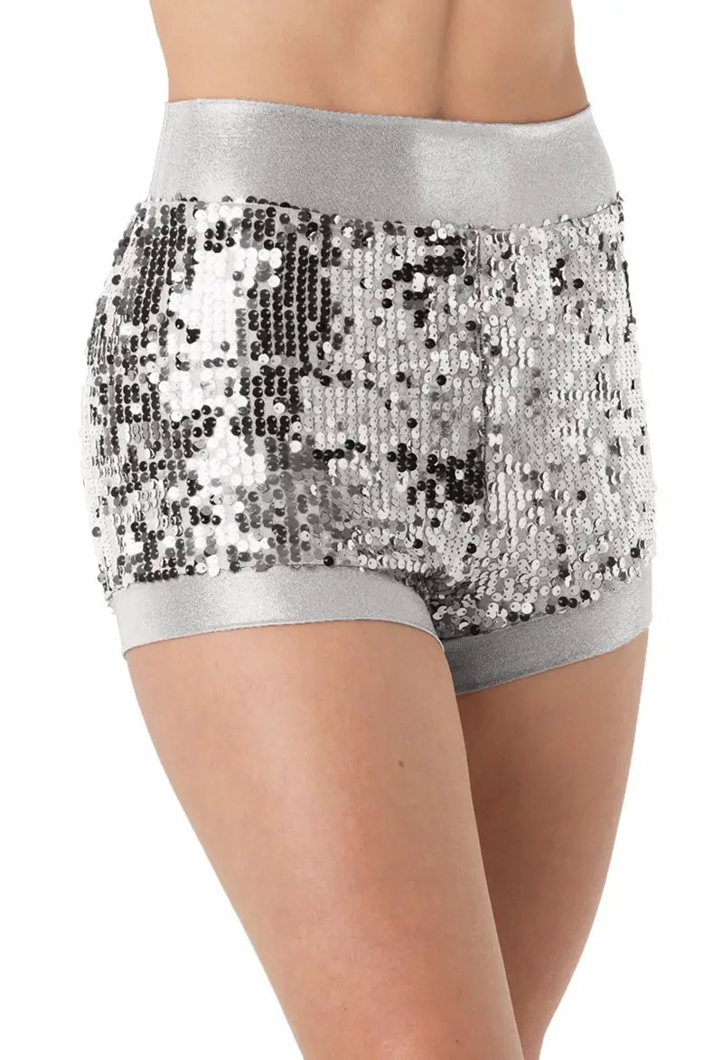 Pre-Owned Costume Shorts Balera  SQ9070 Large Child Silver  Jazz Latin Tap
