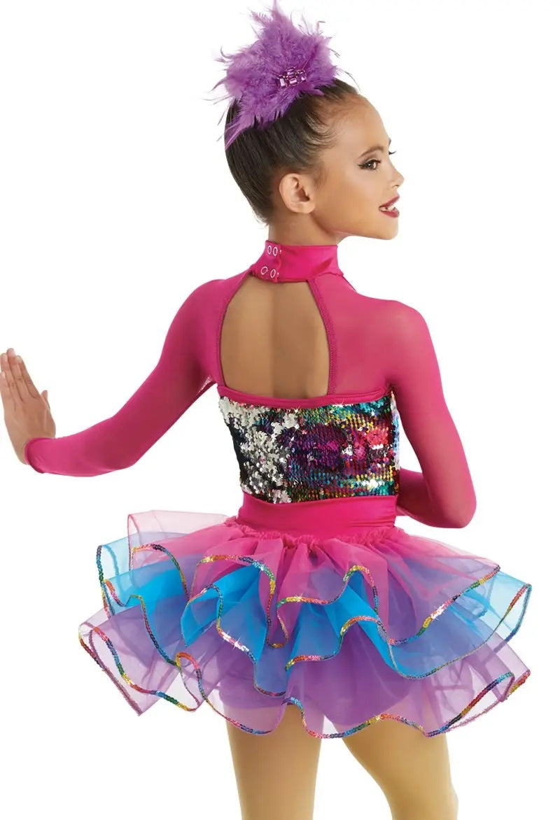 Pre-Owned Costume Weissman  11351 Small Child Pink Skirt Jazz Tap Sequins 1
