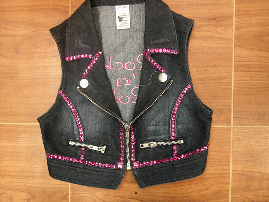 Pre-Owned Vest Balera  AH6716 Small Child Pink  Pageant Tap Jazz Rhinestones