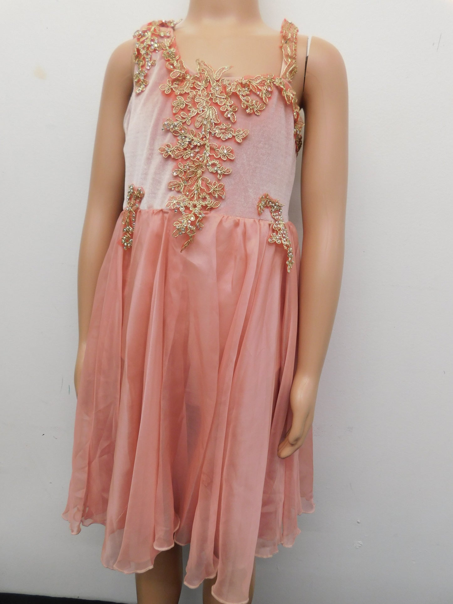 Pre-Owned Costume Glamour   XL Child Peach Stoned Applique Dress Contemporary