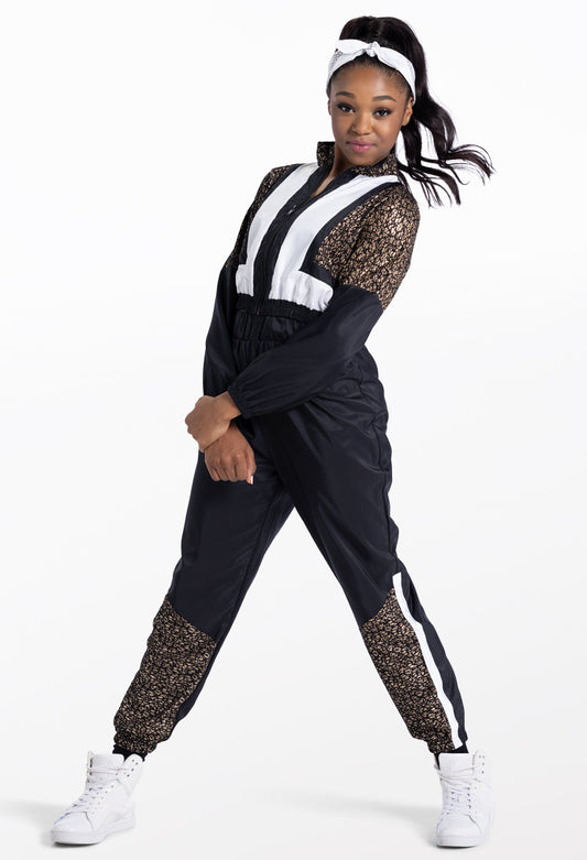 Pre-Owned Costume Weissman  13775 XL Child Black Track Suit Hip Hop Glitter