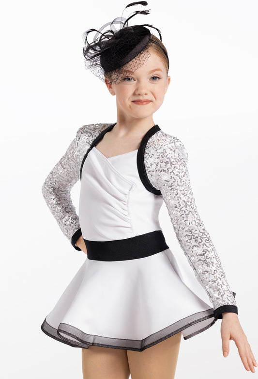 Pre-Owned Costume Weissman 13699 Int Child White Dress Jazz Tap Sequins