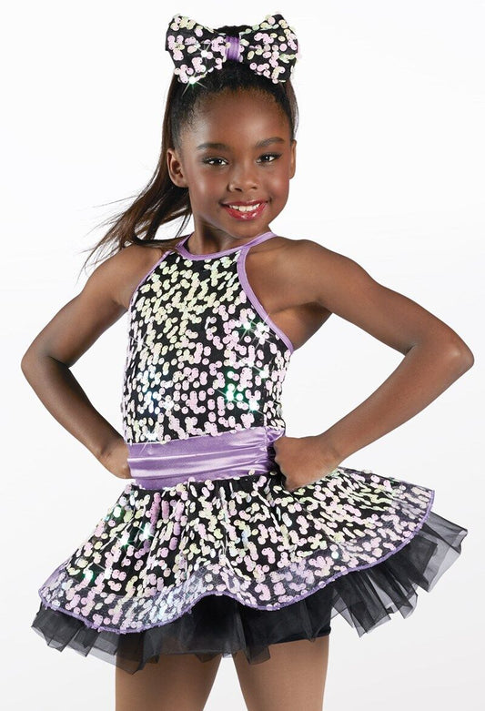Pre-Owned Costume Weissman  12478 Small Child Lavender Tutu Dress Jazz Tap Sequin