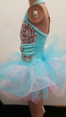 Pre-Owned Costume Gallery  17223 Small Child Aqua Blue 2pc Tutu & Leotard Ballet Tap Sequins