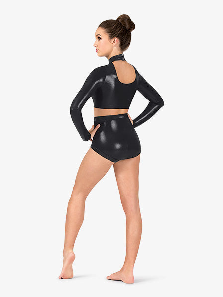 Pre-Owned Crop Top Double Platinum  N7723 XS Adult Black  Jazz Tap