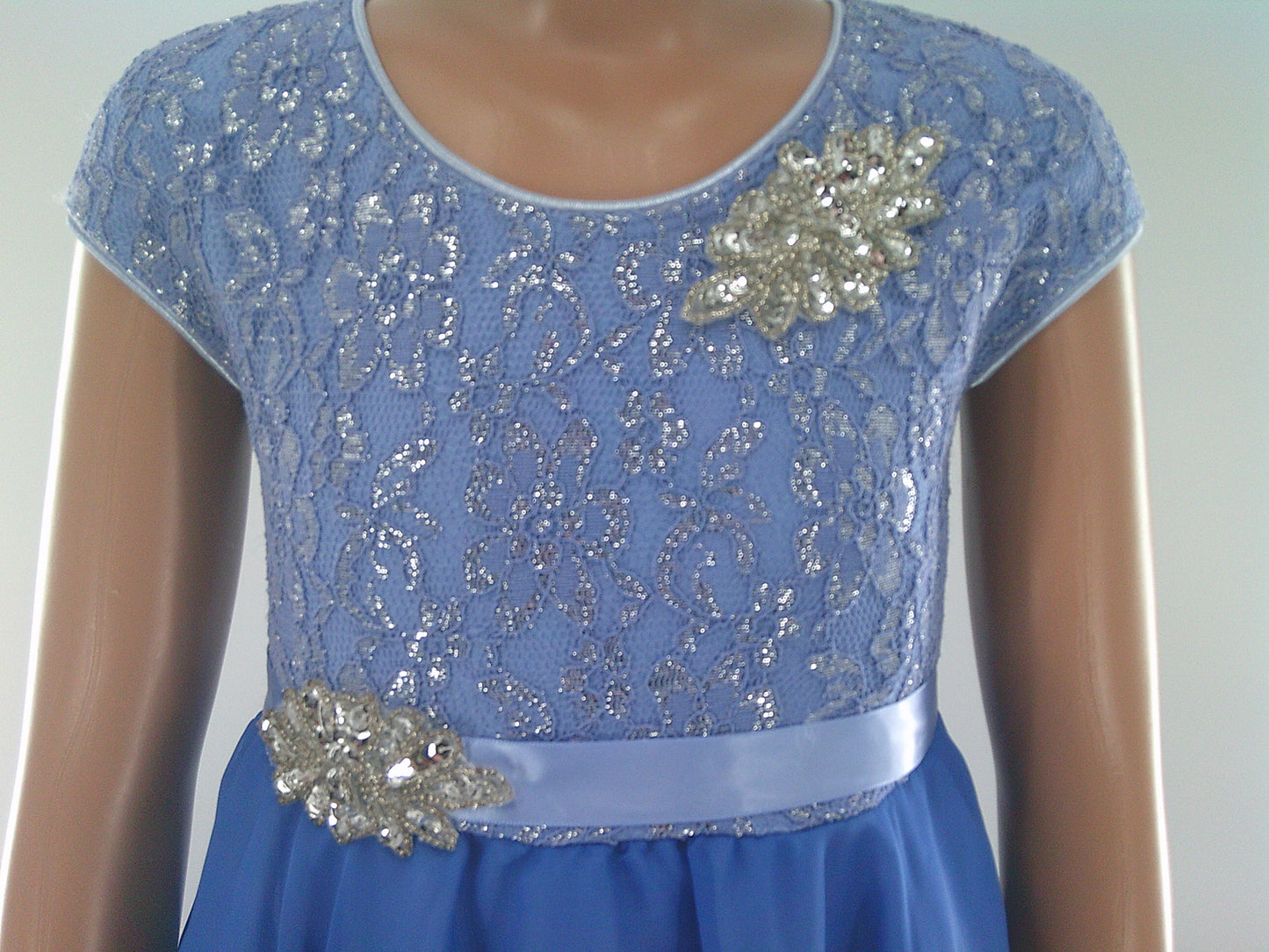 Pre-Owned Costume Revolution  RC17132 Small Child Blue Glitter Lace Lyrical  Glitter