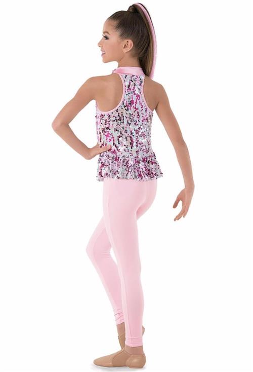 Pre-Owned Costume Medium Child Blue Weissman 10016 Jazz Tap Clogging Musical Theater Unitard Sequin