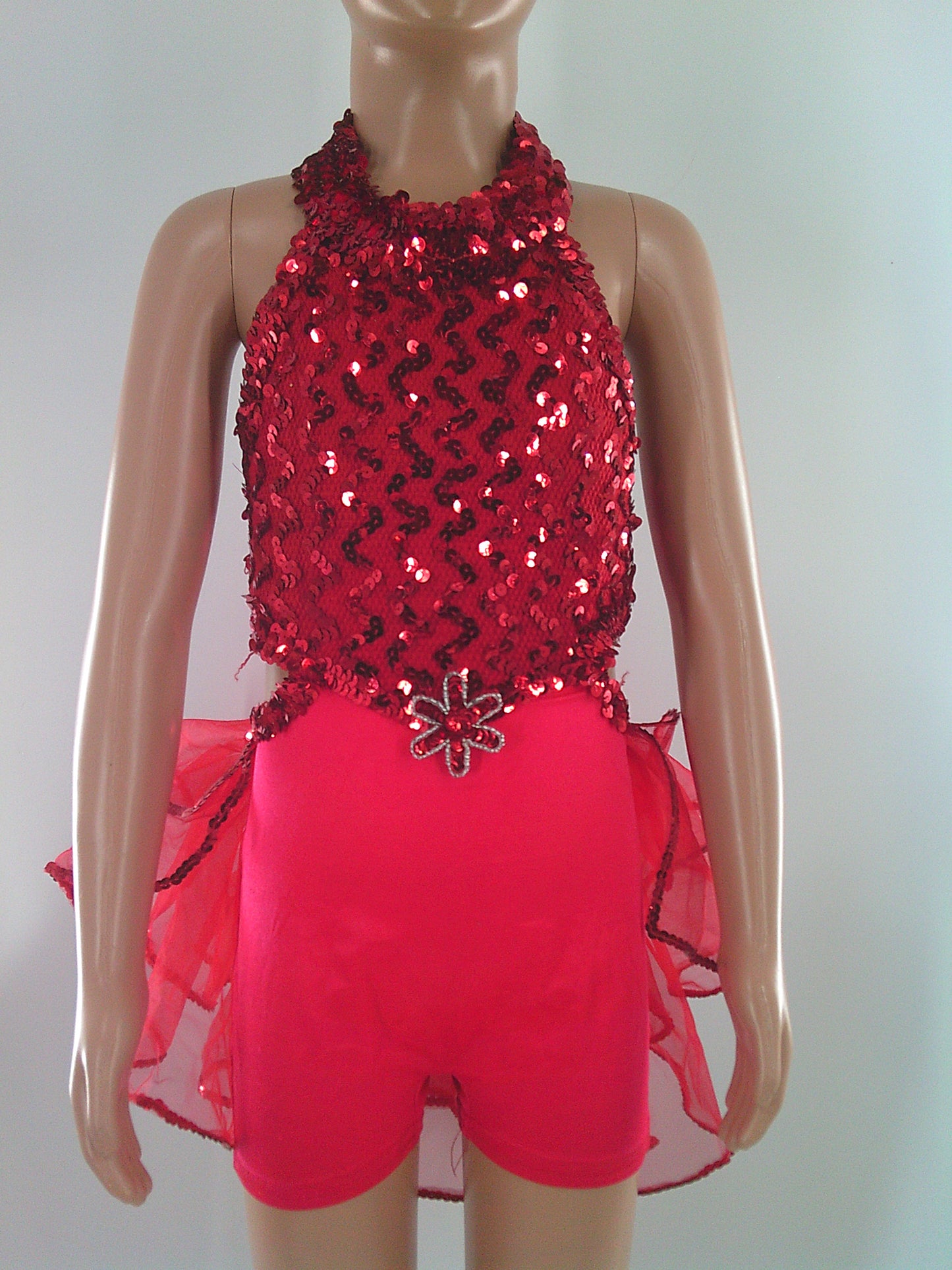 Pre-Owned Costume Unknown   Small Child Red Back skirt Jazz Sequin