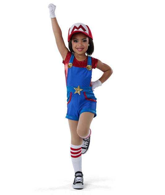 Pre-Owned Costume Jazz Small Child Red A Wish Come True Overalls Tap Hip Hop Clogging
