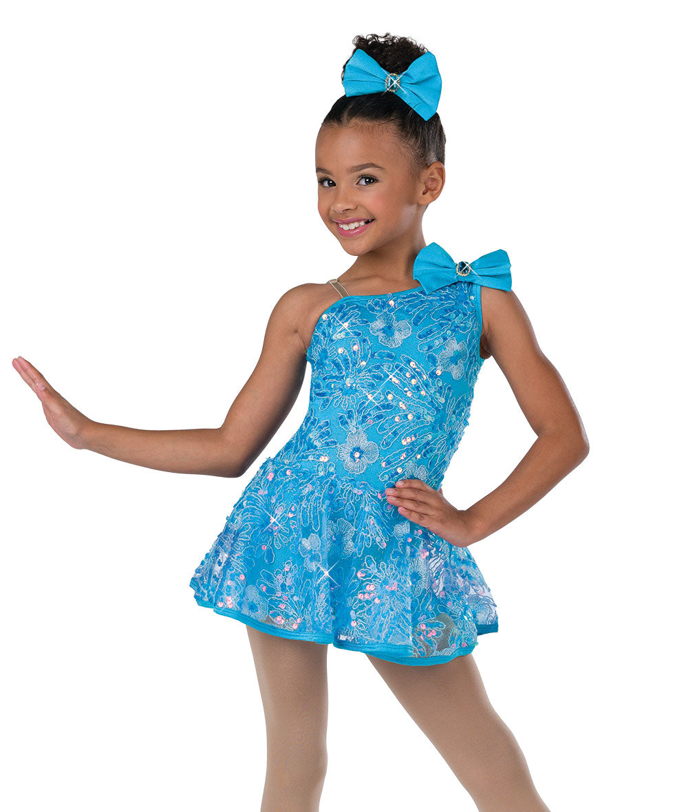 Pre-Owned Costume Medium Child Blue A Wish Come True 25096Y Jazz Tap Musical Theater Dress Sequin Lace