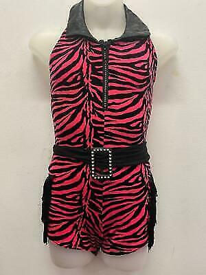 Pre-Owned Costume Weissman  4260 Large Child Pink Zebra Fringe Unitard Jazz Pageant