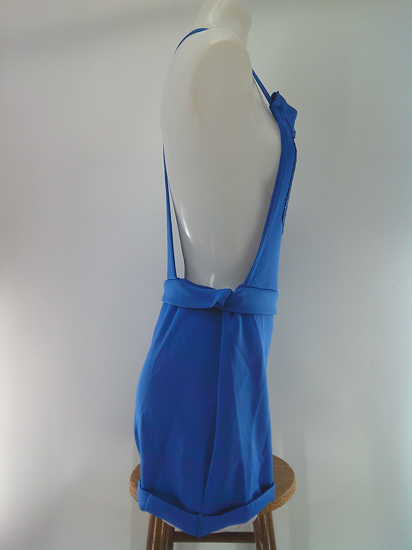 Pre-Owned Costume Weissman 12211 Medium Adult Blue Overalls Jazz Tap Sequins Minion