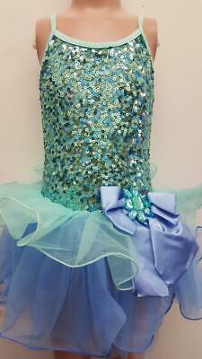 Pre-Owned Costume Curtain Call  E367 Large Child Blue Tutu Ballet Pageant Sequin