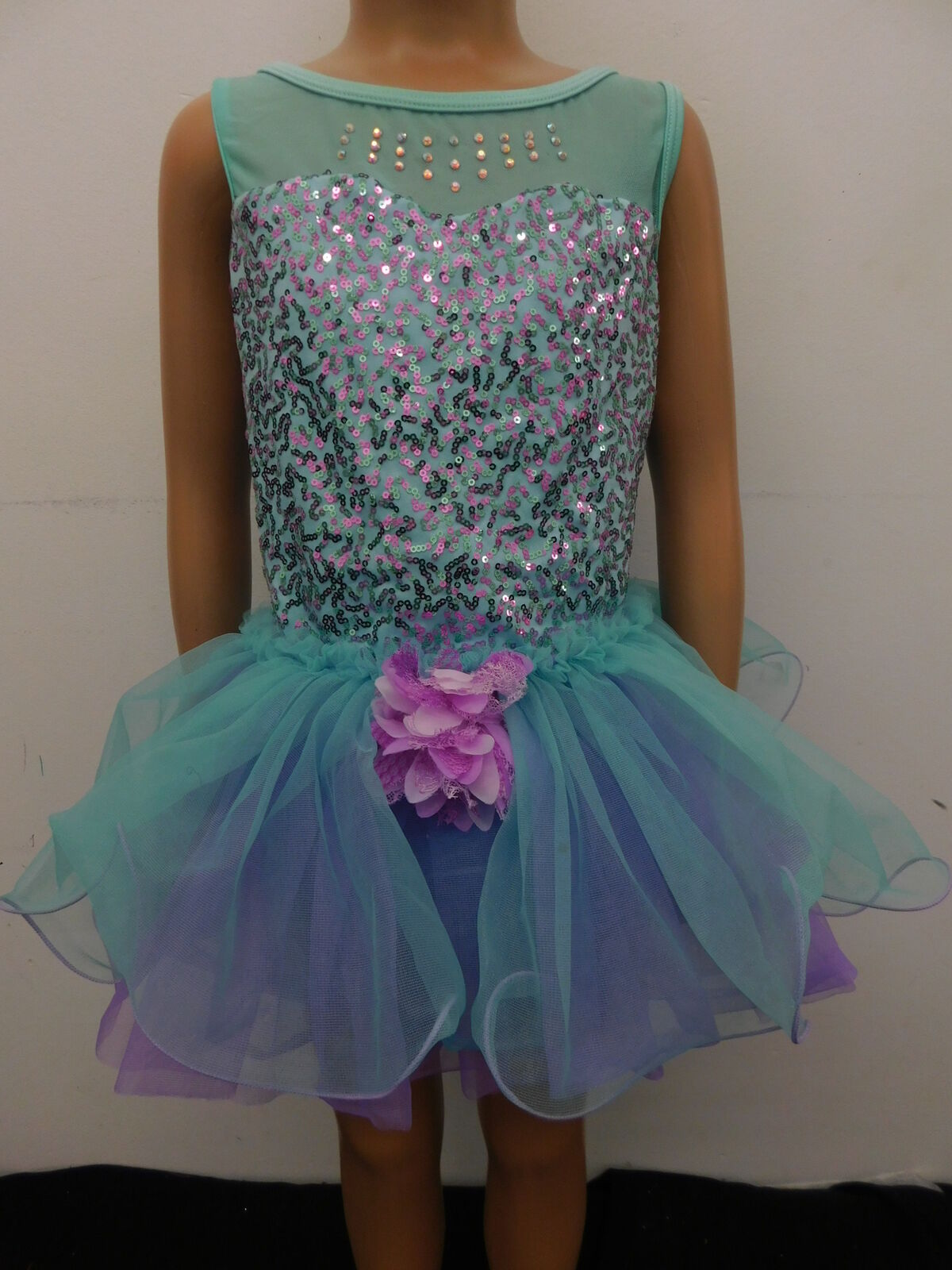 Pre-Owned Costume Curtain Call  E2192 Medium Child Aqua Blue  Jazz
