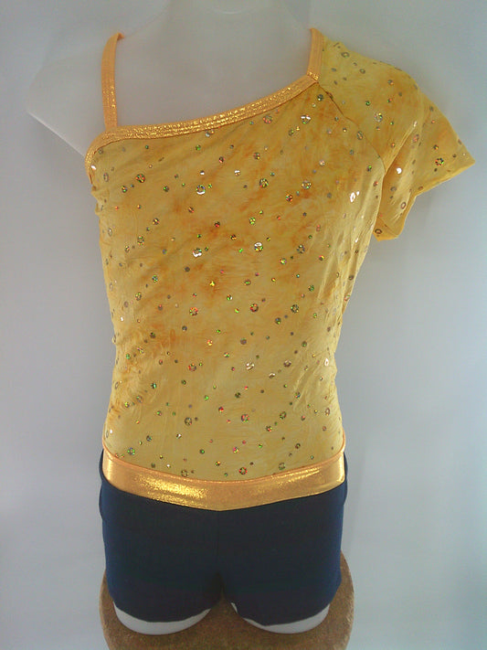 Pre-Owned Costume AWCT   XL Child Yellow Romper Jazz Tap Sequins