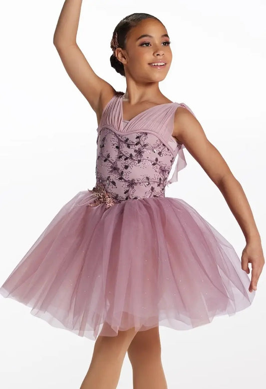 Pre-Owned Costume Weissman  16263 Large Child Pink  Embroidery Ballet YAGP  Glitter