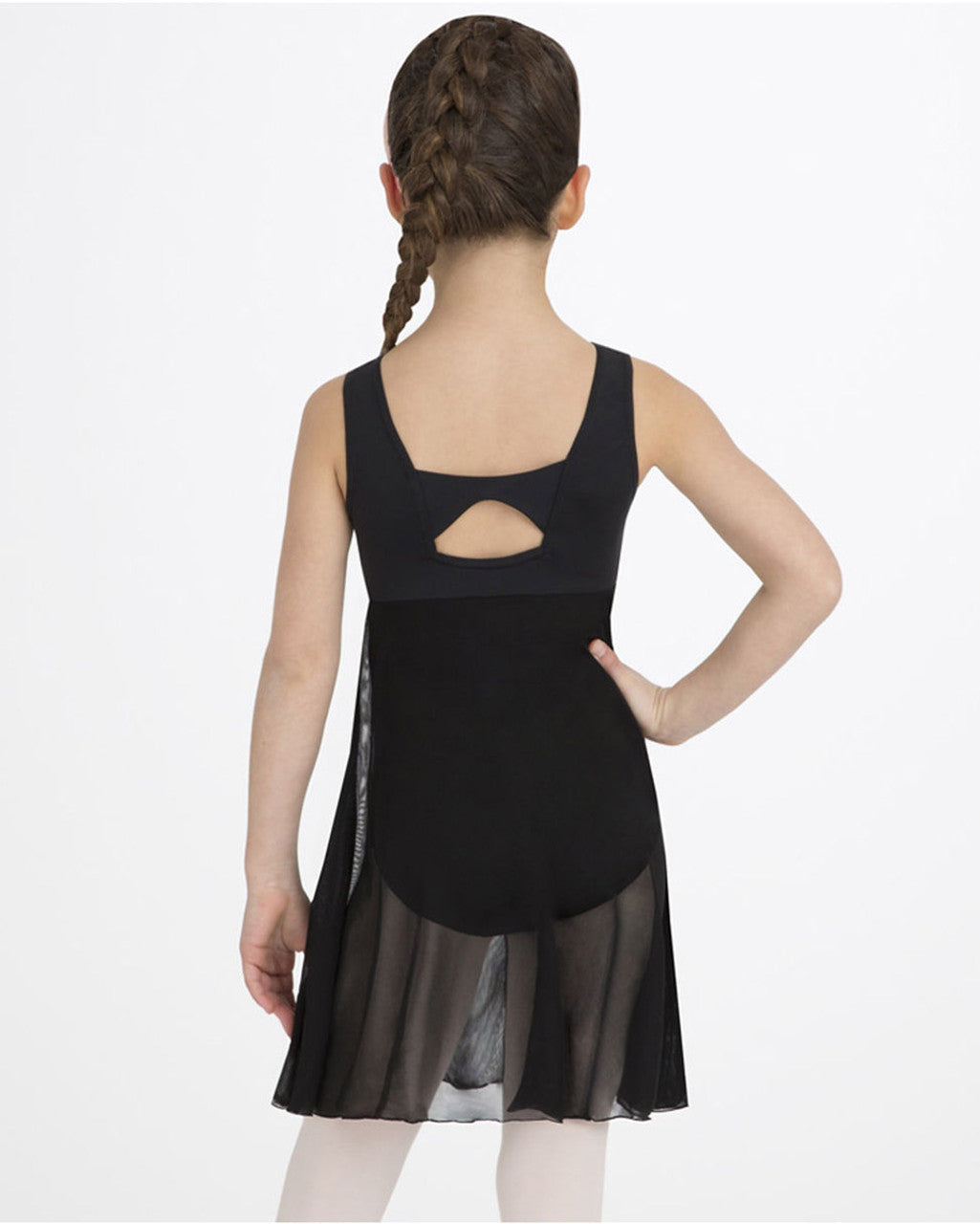 Pre-Owned Leotard Dress Capezio Empire waist bow back Medium Child Black