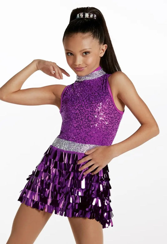 Pre-Owned Costume Weissman 15271 Intermediate Child Purple Teardrop Sequin Jazz Tap Sequins
